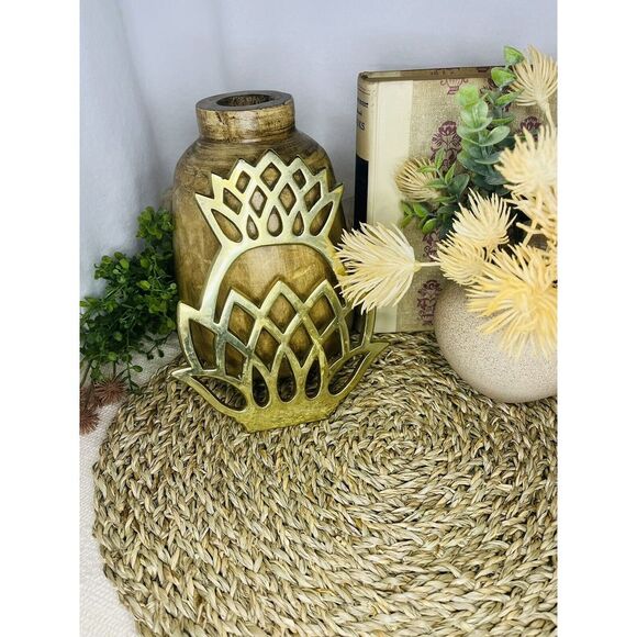 Brass Pineapple 70's Trivet by Virginia - Picture 1 of 6